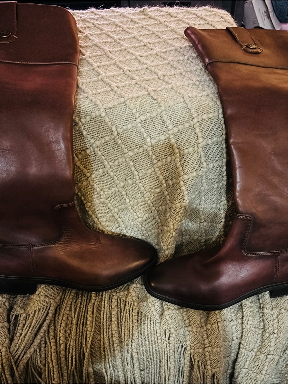 Sam Edelman Chestnut Brown Knee-High Leather Pull-On Boots